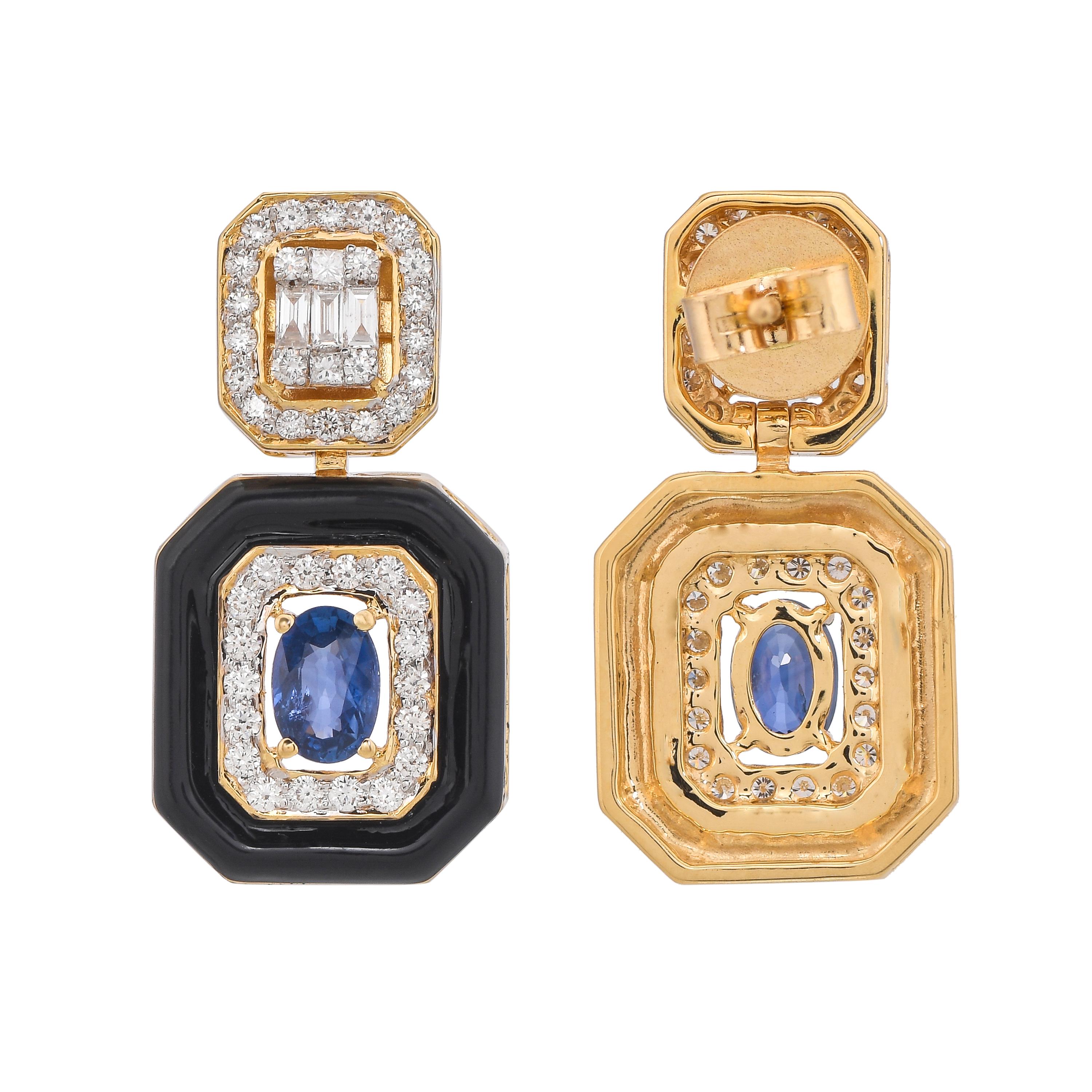 enamel sapphire earrings