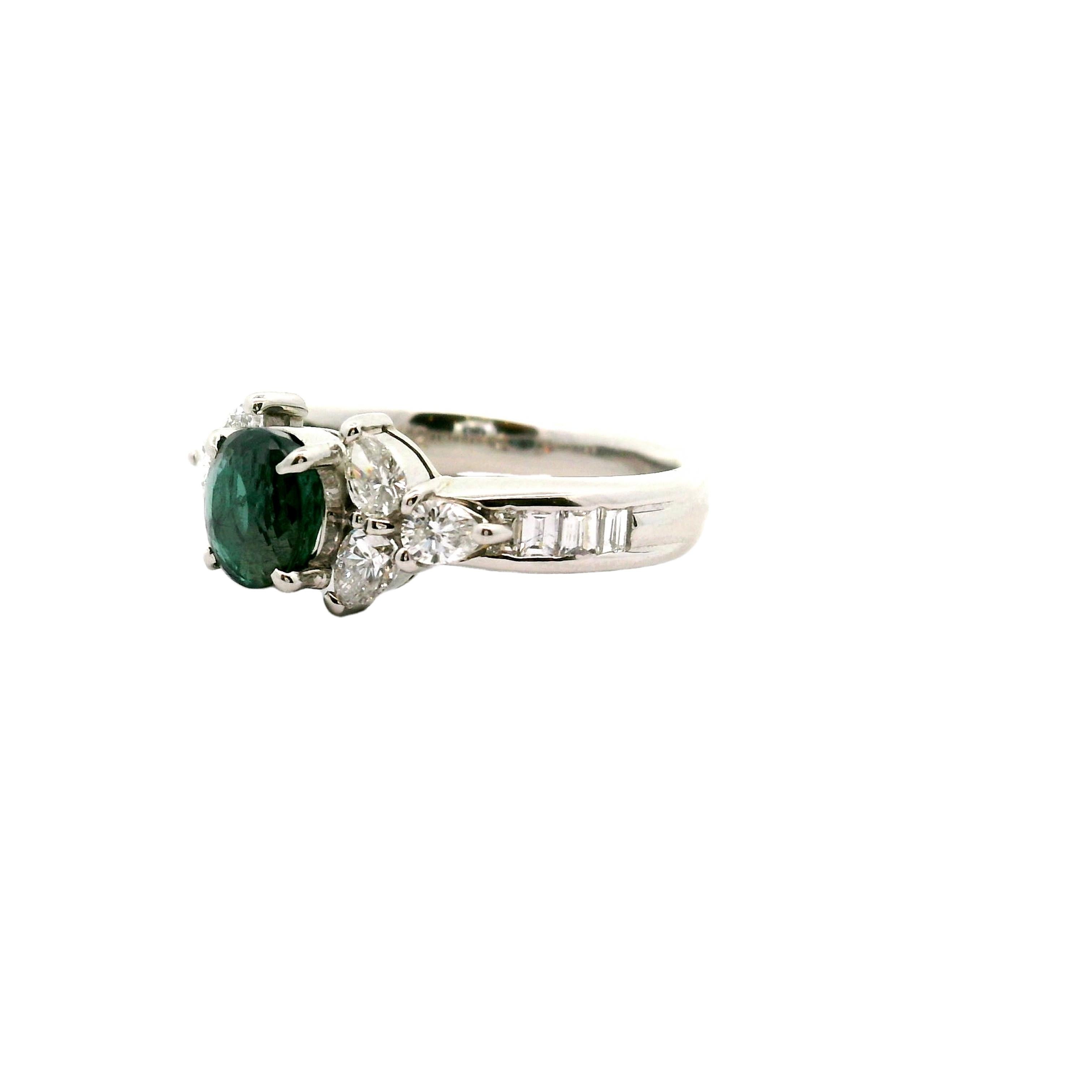 Contemporary 1.14 Carat Brazilian Alexandrite Diamond Platinum Ring, GIA Certified For Sale