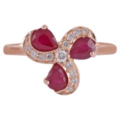 1.14 Carat Burma Ruby and Diamond Classic Ring Set in 18k Rose Gold