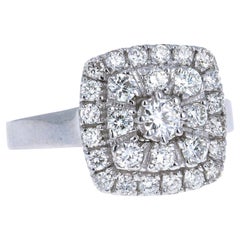 Bague grappe en or blanc 18 carats avec diamants de 1,14 carat