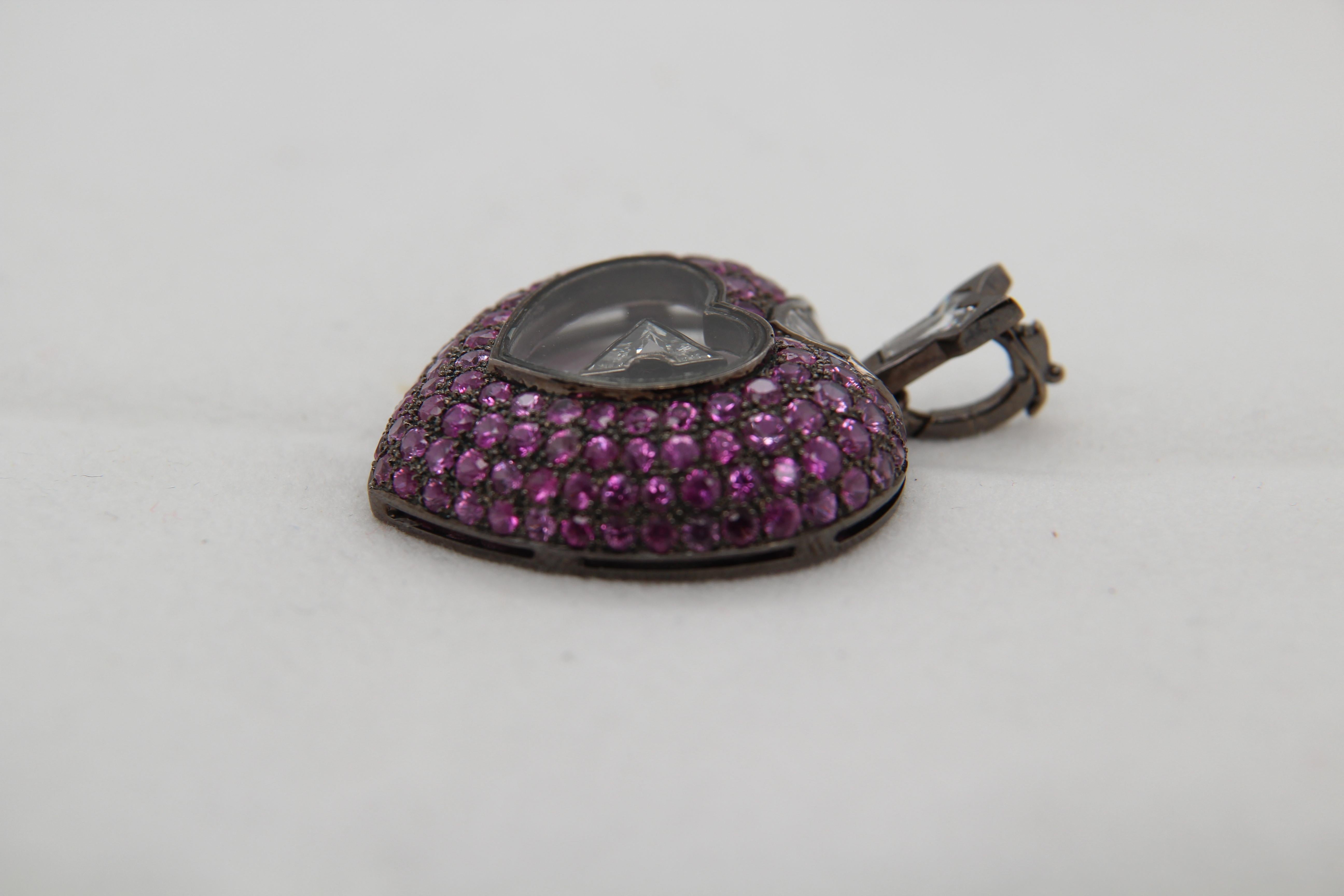 1.14 Carat Diamond and 7.38 Carat Pink Sapphire Pendant in 18 Karat Gold In New Condition For Sale In Bangkok, TH