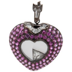 Pendentif en or 18 carats avec diamants de 1,14 carat et saphir rose de 7,38 carats