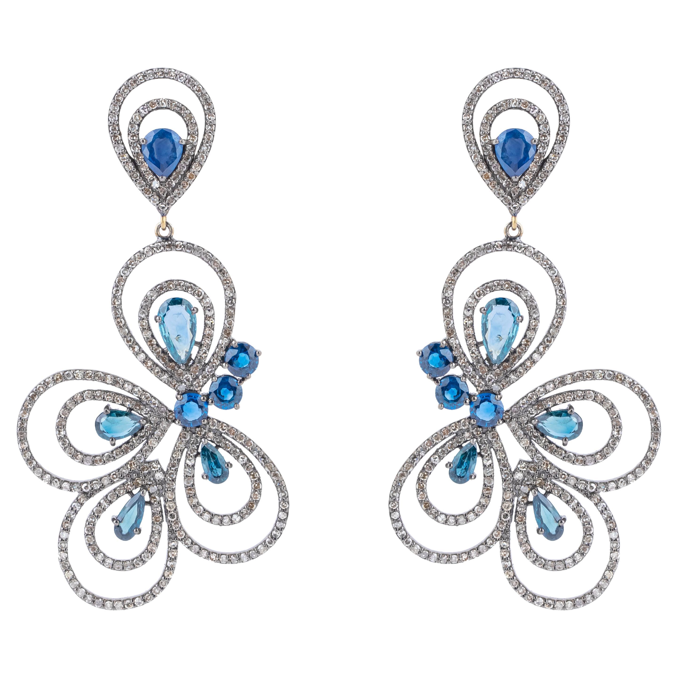 11.4 Carat Diamond and Sapphire Cocktail Earrings