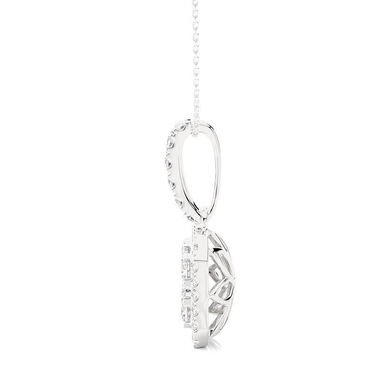 Round Cut 1.14 Carat Diamond Moonlight Cushion Cluster Pendant in 14K White Gold  For Sale