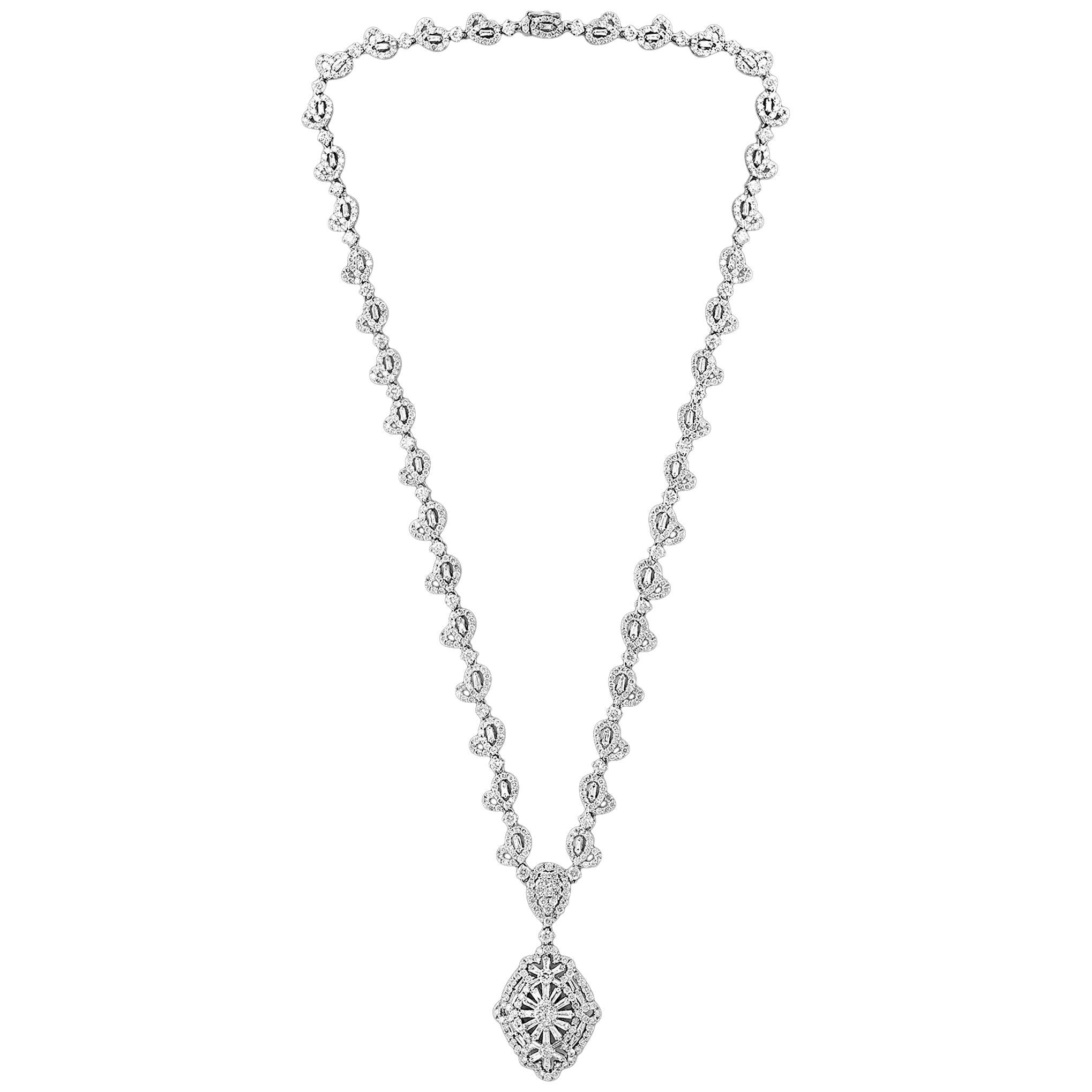11.4 Carat Diamond Necklace in 18 Karat White Gold Bridal Brand New