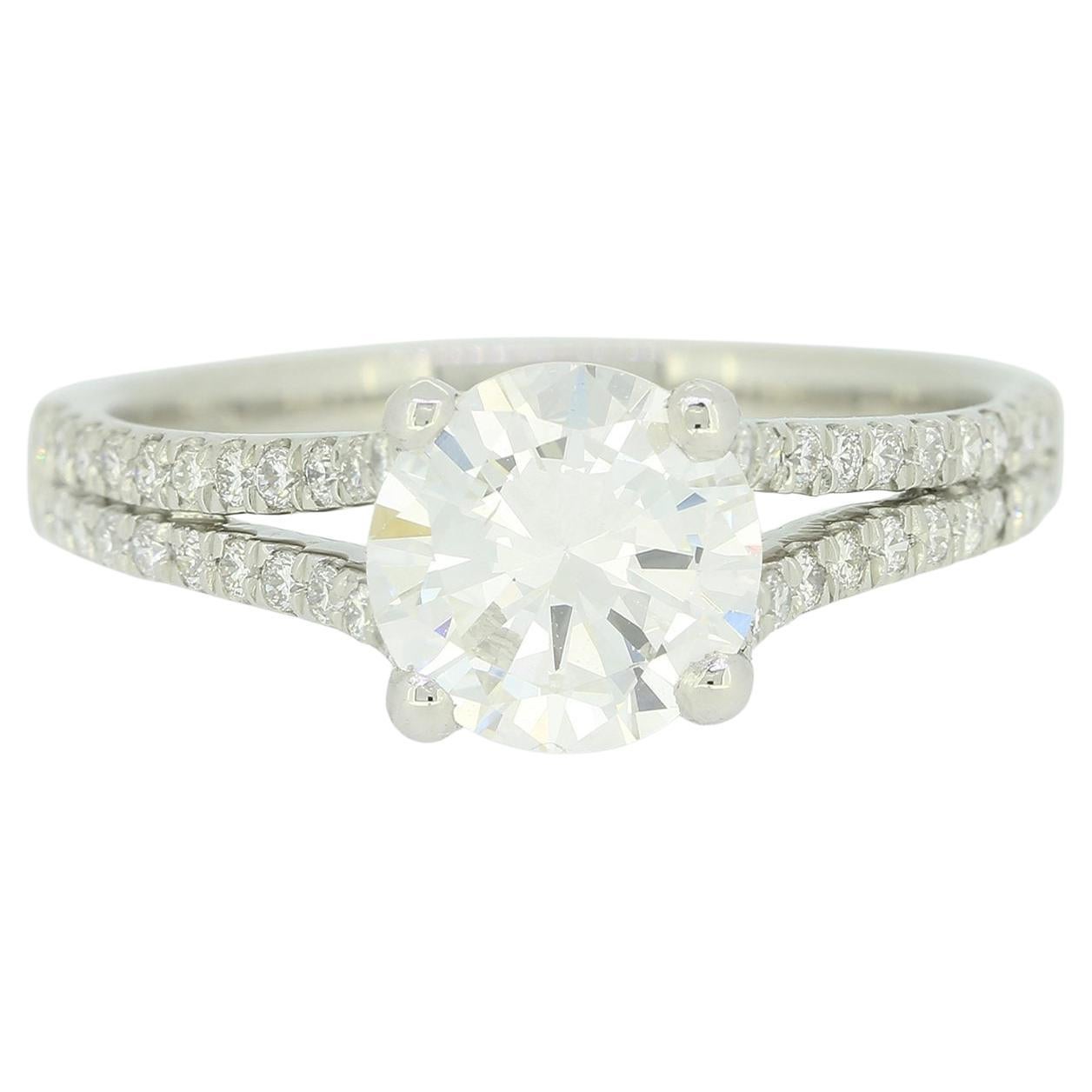 1.14 Carat Diamond Split Shoulders Solitaire Engagement Ring