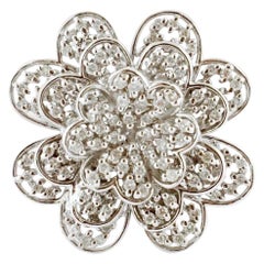 1.14 Carat Diamonds, White Gold, Flower Ring