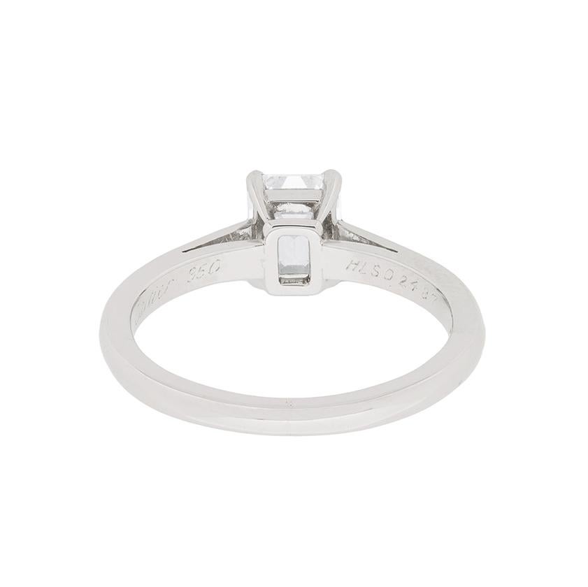 1.14 Carat Emerald Cut Cartier Diamond Solitaire Ring In Good Condition In London, GB