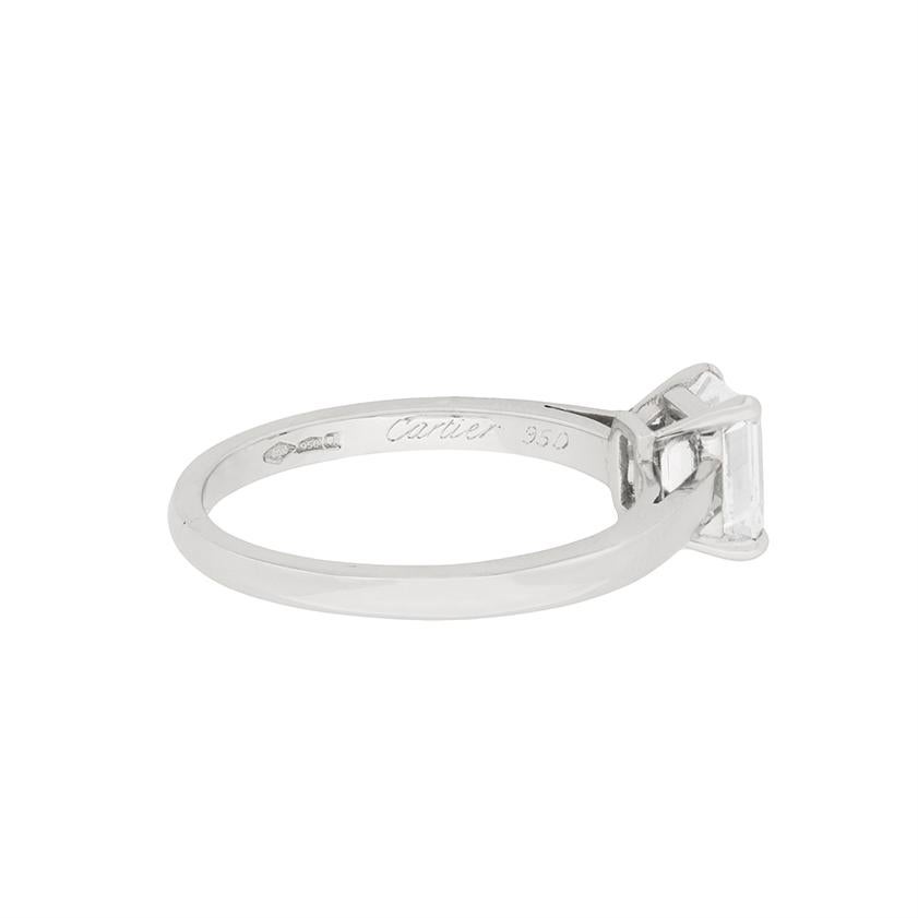 Women's or Men's 1.14 Carat Emerald Cut Cartier Diamond Solitaire Ring