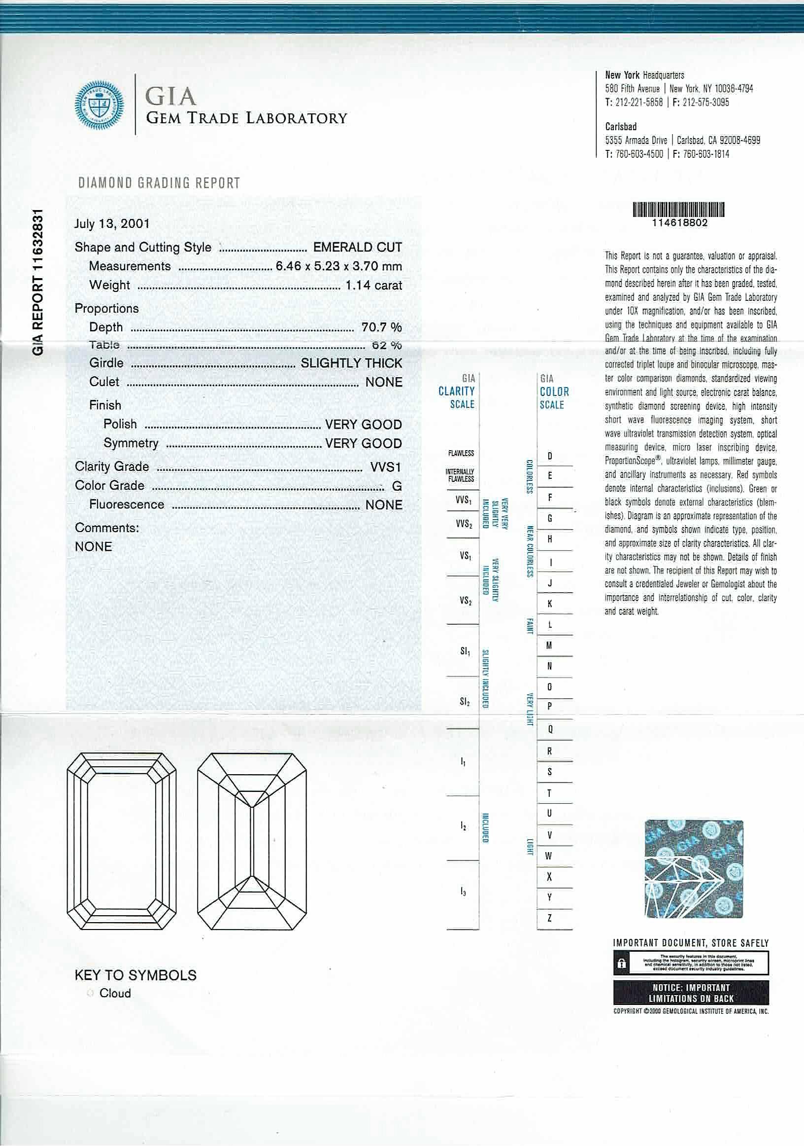 1.14 Carat Emerald Cut Cartier Diamond Solitaire Ring 3