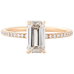 Eva Fehren 1.14 Carat Emerald Cut Diamond Muse Ring in 18 Karat Rose Gold