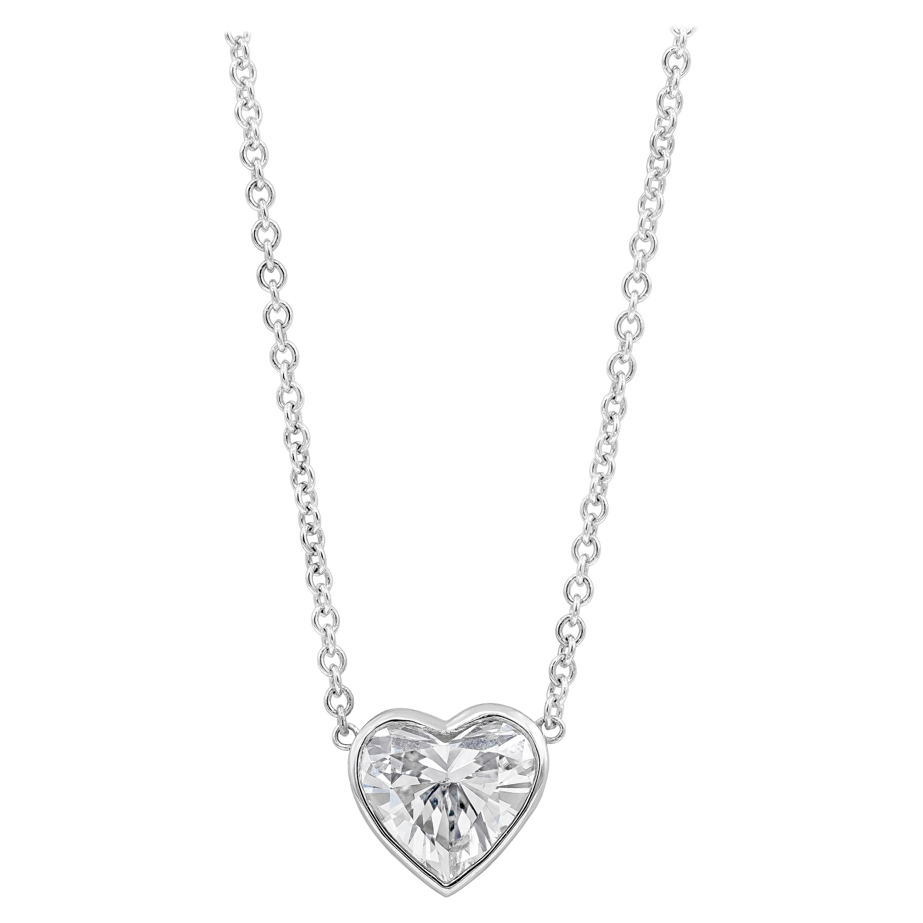 Roman Malakov 1.14 Carat Heart Shape Diamond Solitaire Pendant Necklace