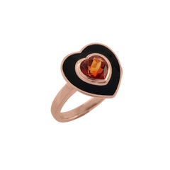 1, 14 Carat Heart Shaped Citrin Madeira 18 Karat Enamal Plated Ring