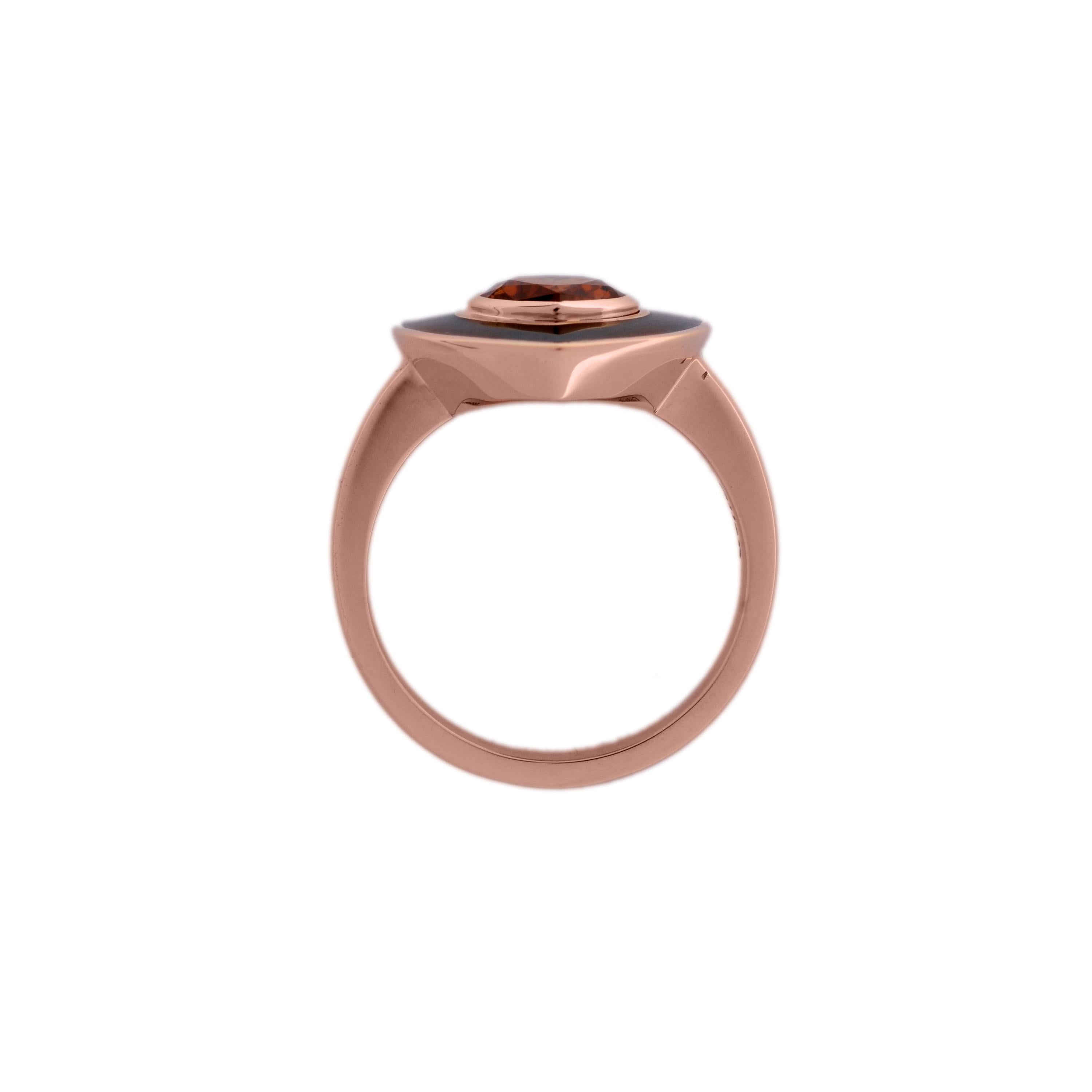 Modern 1, 14 Carat Heart Shaped Citrin Madeira 18 Karat Enamal Plated Ring For Sale