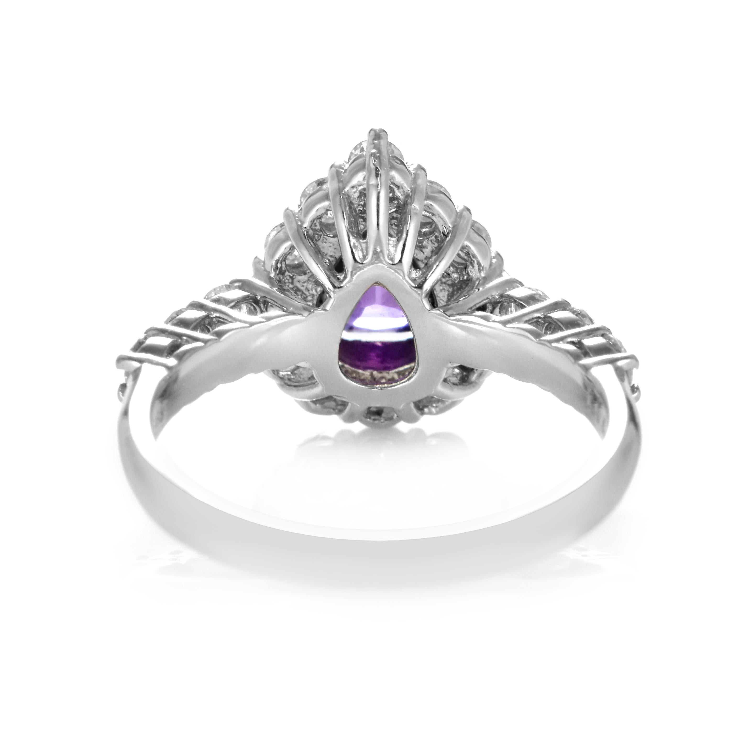 1,14 Karat natürlicher lila Saphir und Diamantring aus Platin ohne Hitze im Angebot 6
