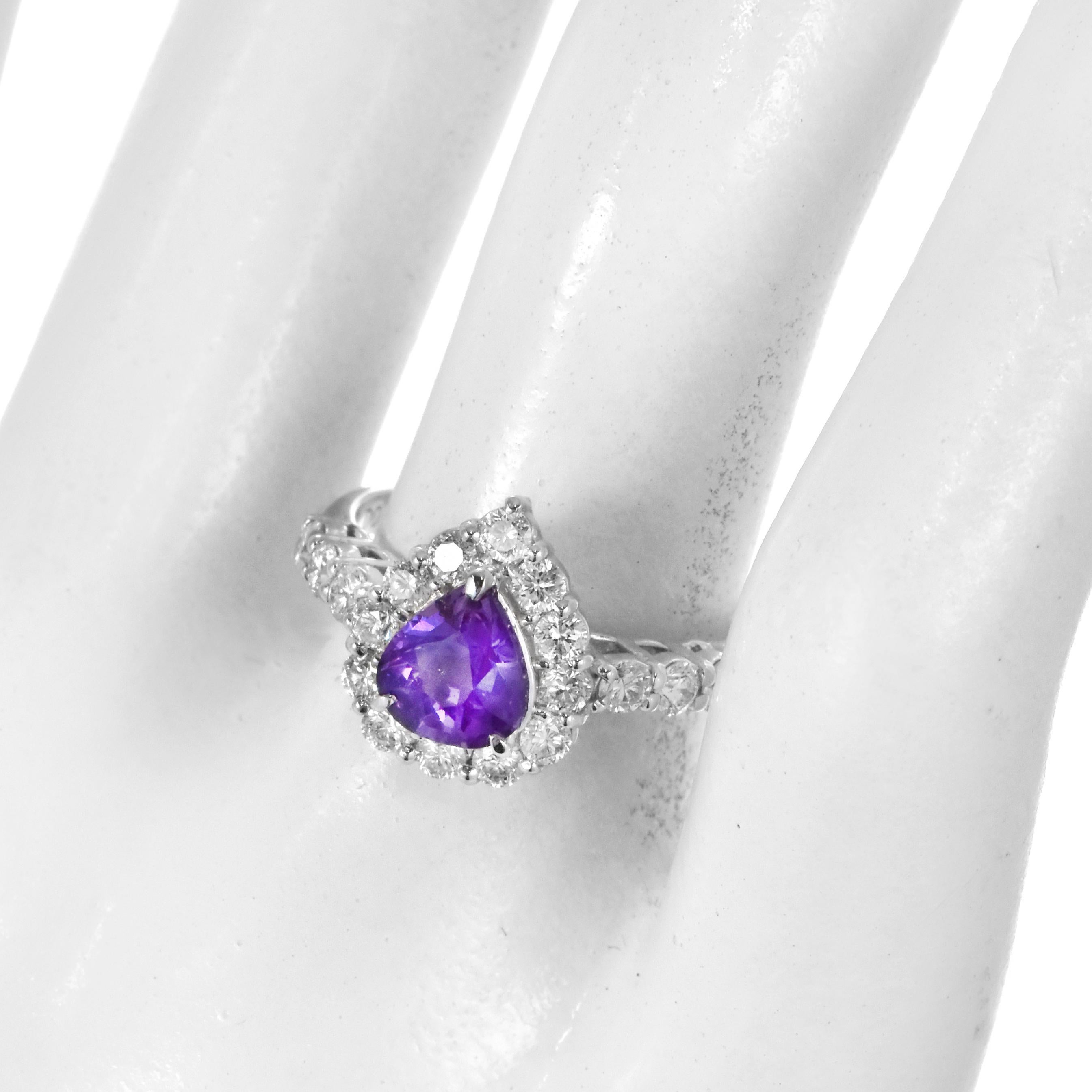 1,14 Karat natürlicher lila Saphir und Diamantring aus Platin ohne Hitze (Moderne) im Angebot