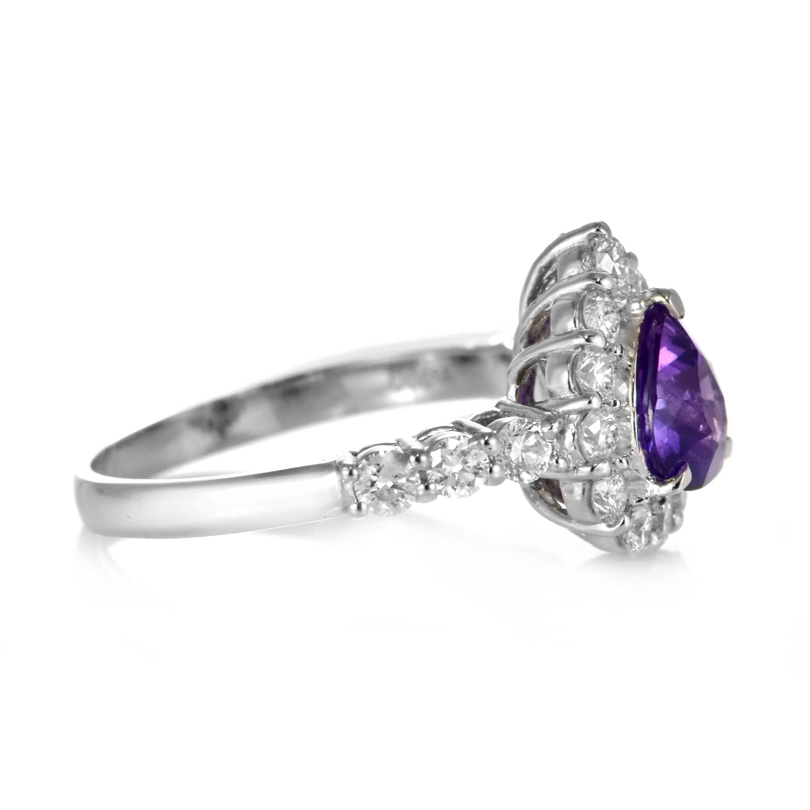 1,14 Karat natürlicher lila Saphir und Diamantring aus Platin ohne Hitze im Angebot 3