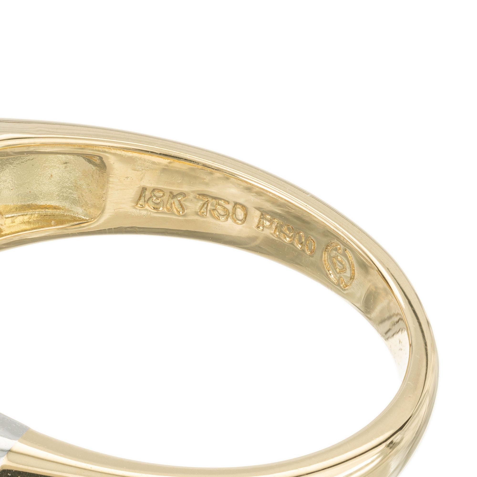 Emerald Cut 1.14 Carat Nine Diamond Yellow Gold Platinum Wedding Band Ring For Sale
