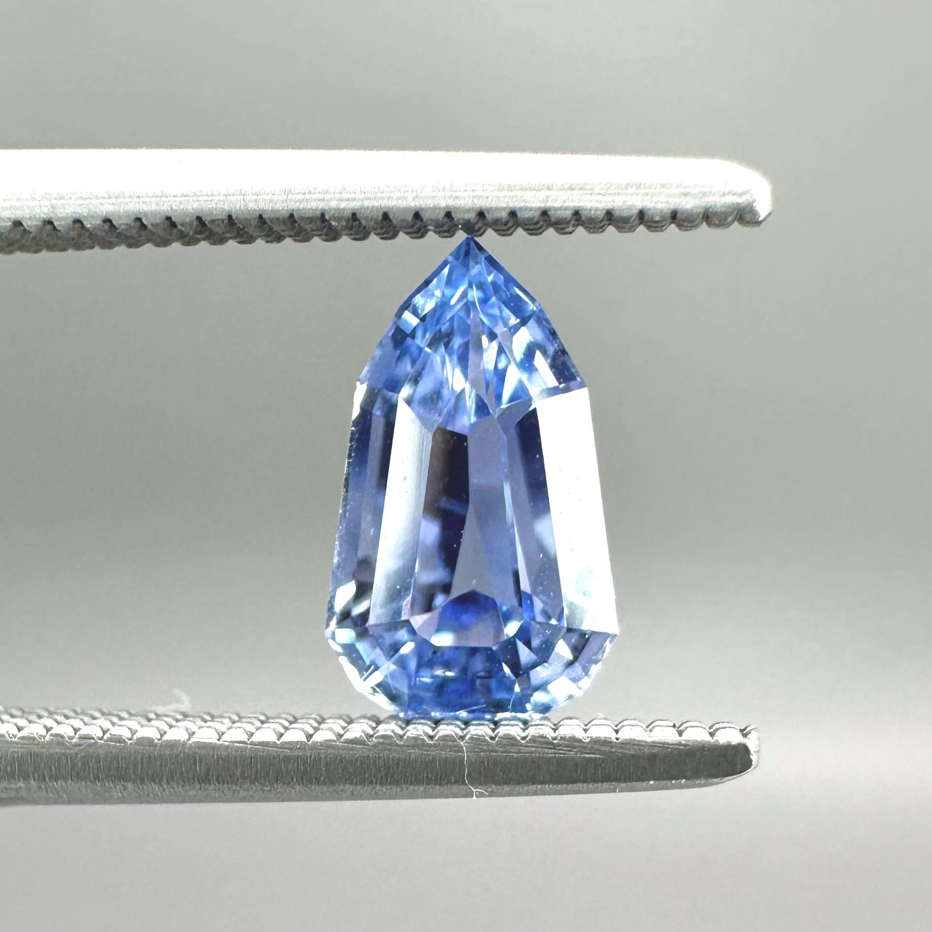 Shield Cut 1.14 carat, non heat treated, shield cut Sri Lankan sapphire For Sale
