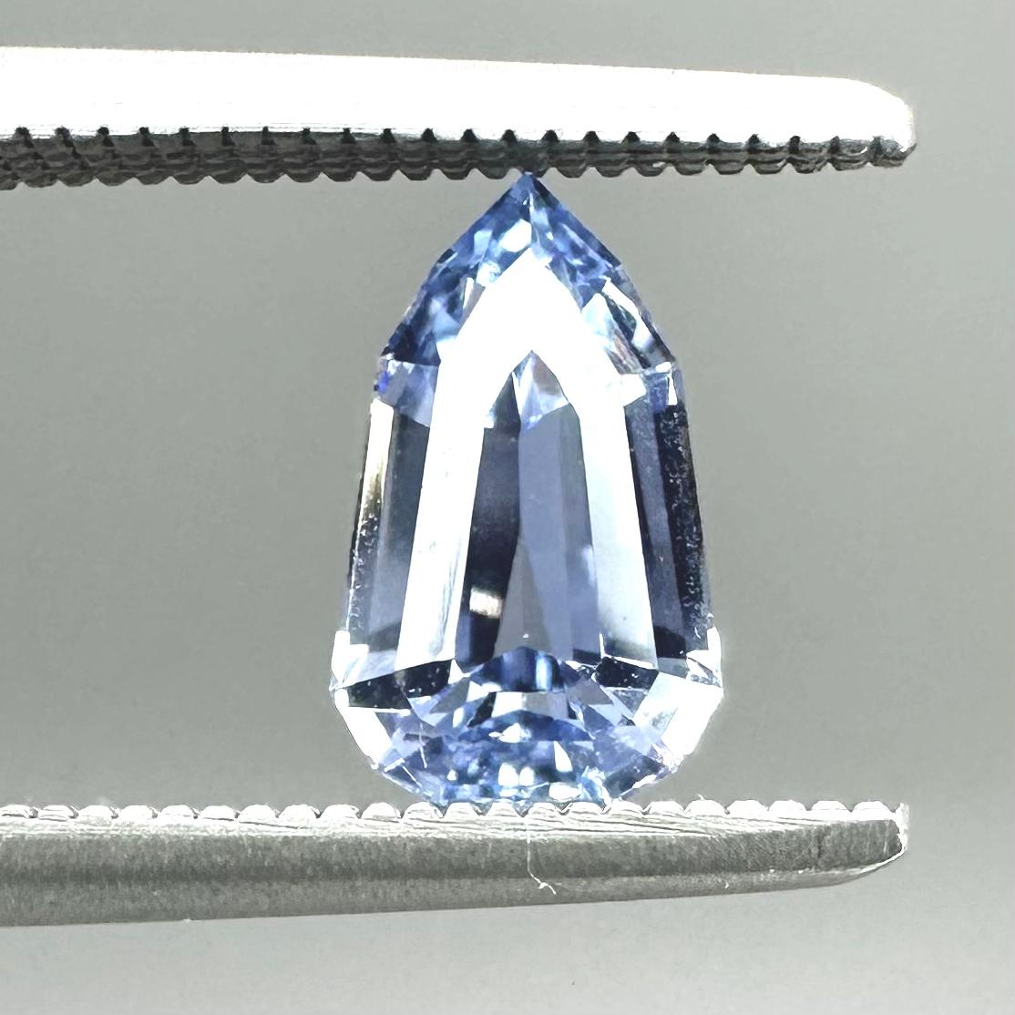 Women's or Men's 1.14 carat, non heat treated, shield cut Sri Lankan sapphire For Sale