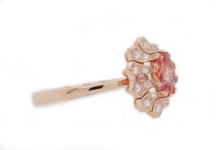 1.14 Carat Padparadscha Sapphire and Diamond Ring
