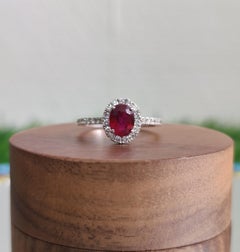 Christmas Special 1.14 Carat Pigeon Blood Mozambique Ruby Ring in 14K White Gold