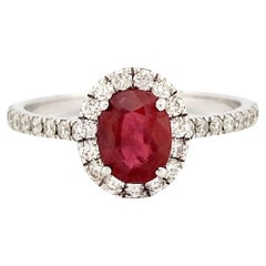 Christmas Special 1.14 Carat Pigeon Blood Mozambique Ruby Ring in 14K White Gold