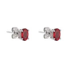 1.14 Carat Red Orange Sapphire White Gold Stud Earrings