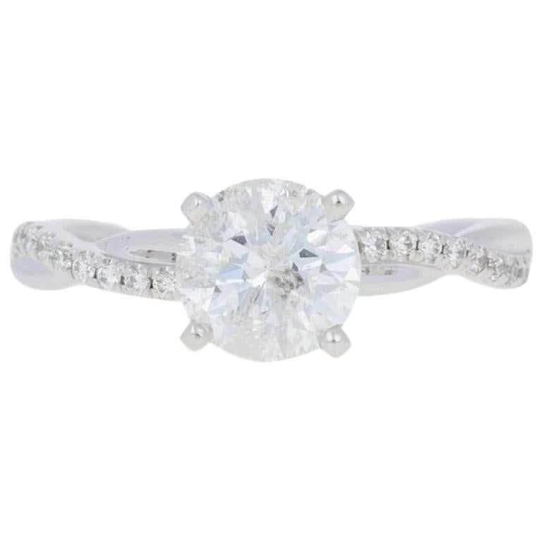 1.14 Carat Round Brilliant Diamond Engagement Ring, 14 Karat White Gold