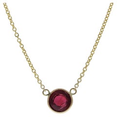 1.14 Carat Round Ruby Fashion Necklaces In 14k Yellow Gold