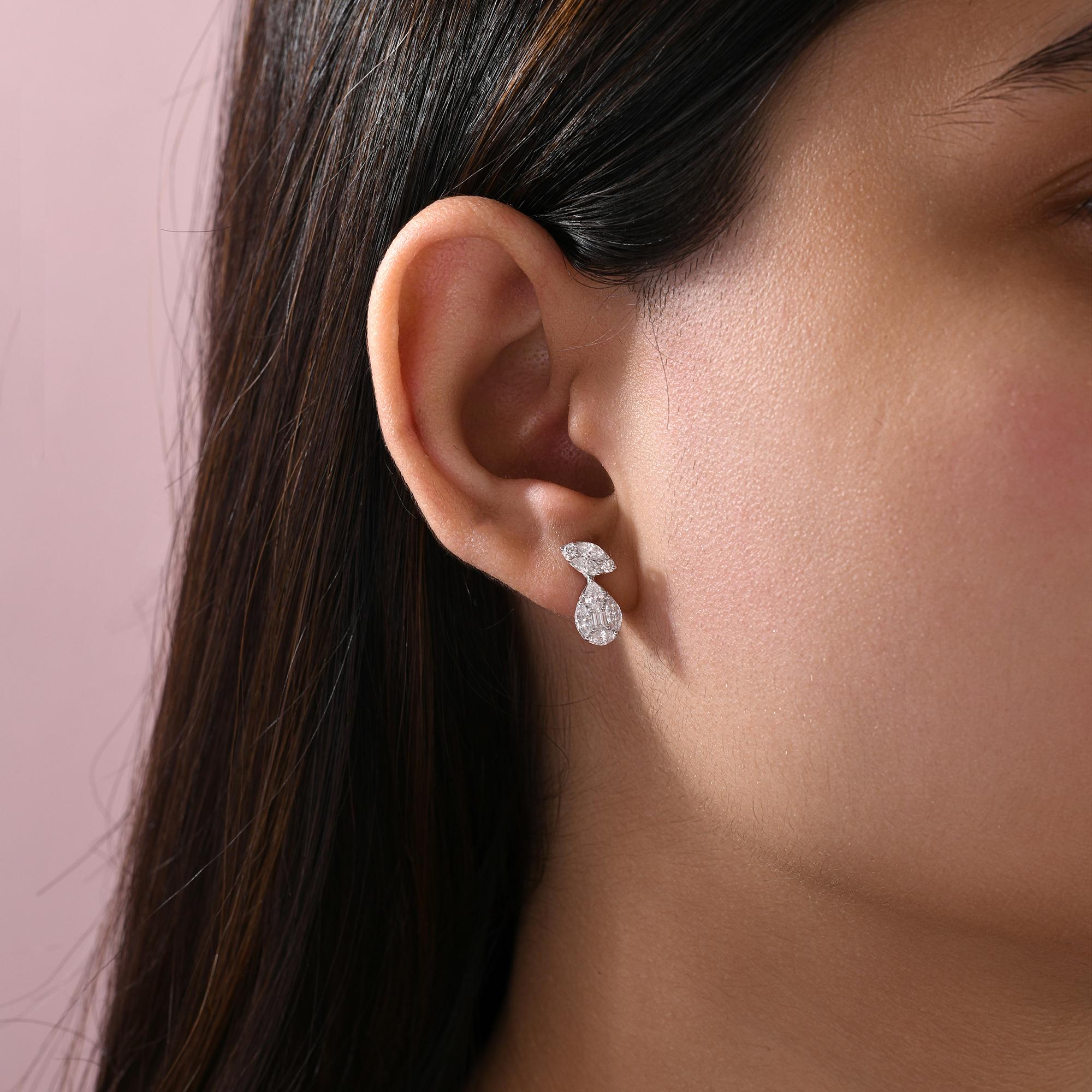 1,14 quilates SI Claridad HI Color Pendientes de diamantes Joyas de oro blanco de 18 quilates Corte marquesa en venta