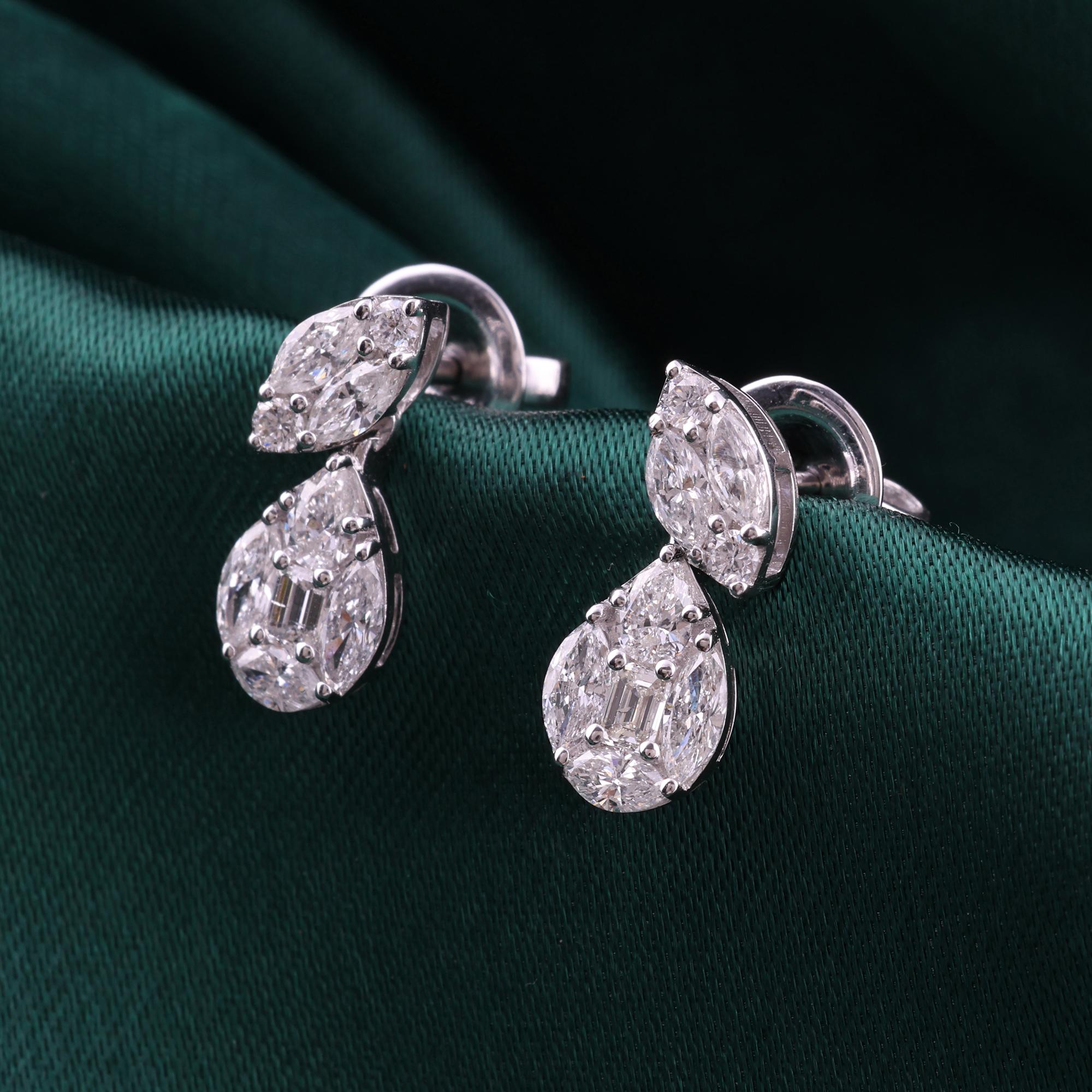1,14 quilates SI Claridad HI Color Pendientes de diamantes Joyas de oro blanco de 18 quilates en venta 1