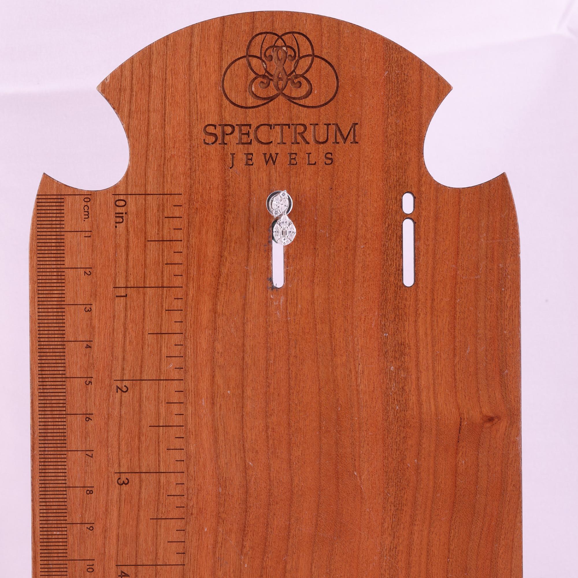 1,14 quilates SI Claridad HI Color Pendientes de diamantes Joyas de oro blanco de 18 quilates en venta 2