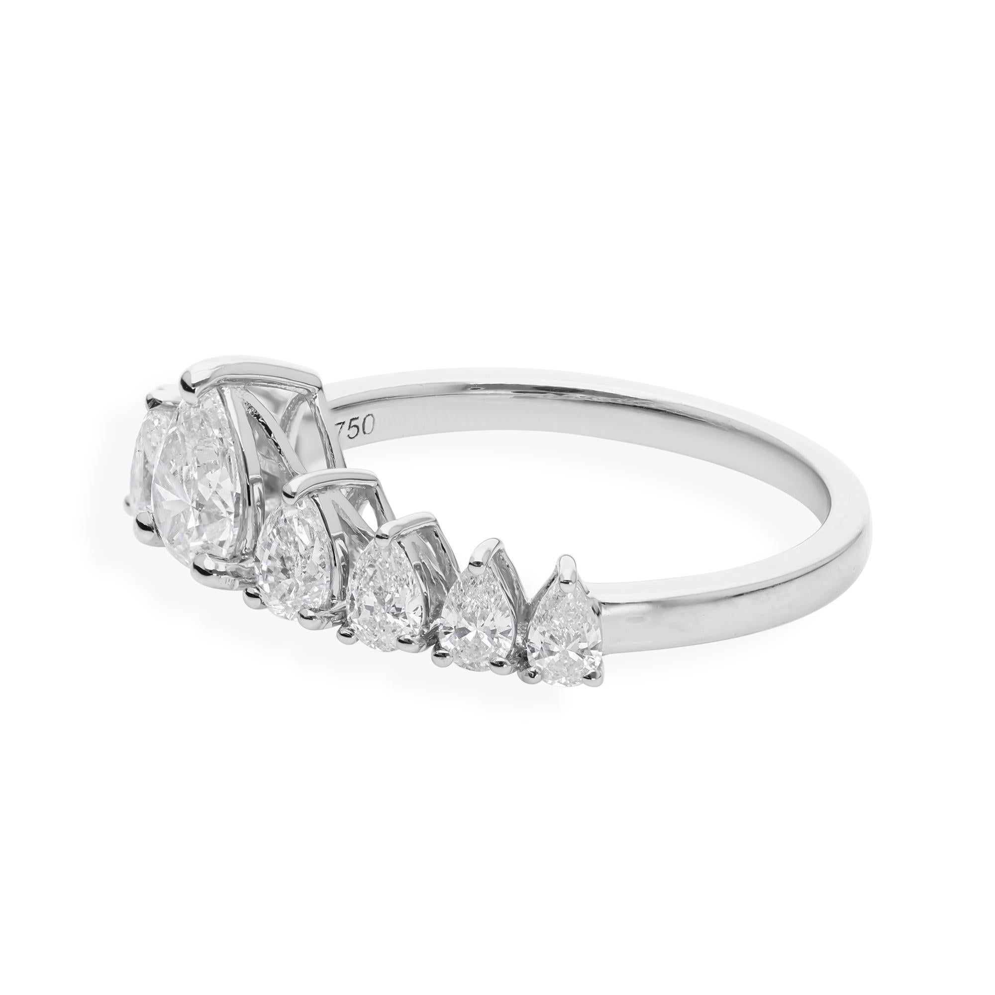 En venta: 1.14 Quilates SI Claridad HI Color Diamante Pera Alianza 18 Kilates Oro Blanco  4