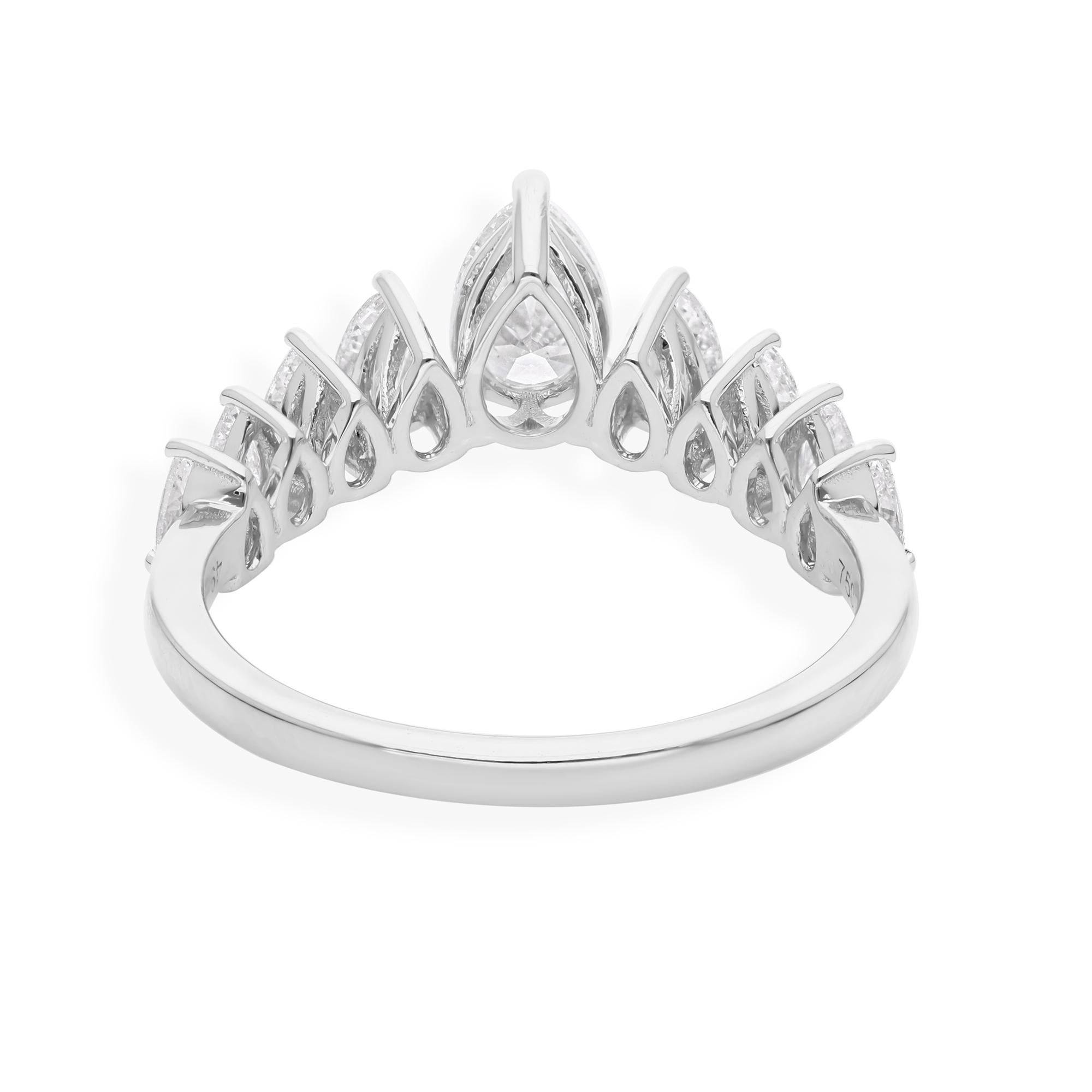 En venta: 1.14 Quilates SI Claridad HI Color Diamante Pera Alianza 18 Kilates Oro Blanco  5