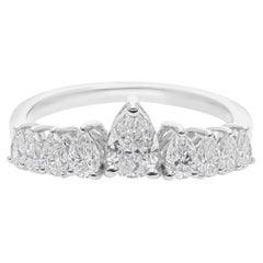 1.14 Quilates SI Claridad HI Color Diamante Pera Alianza 18 Kilates Oro Blanco