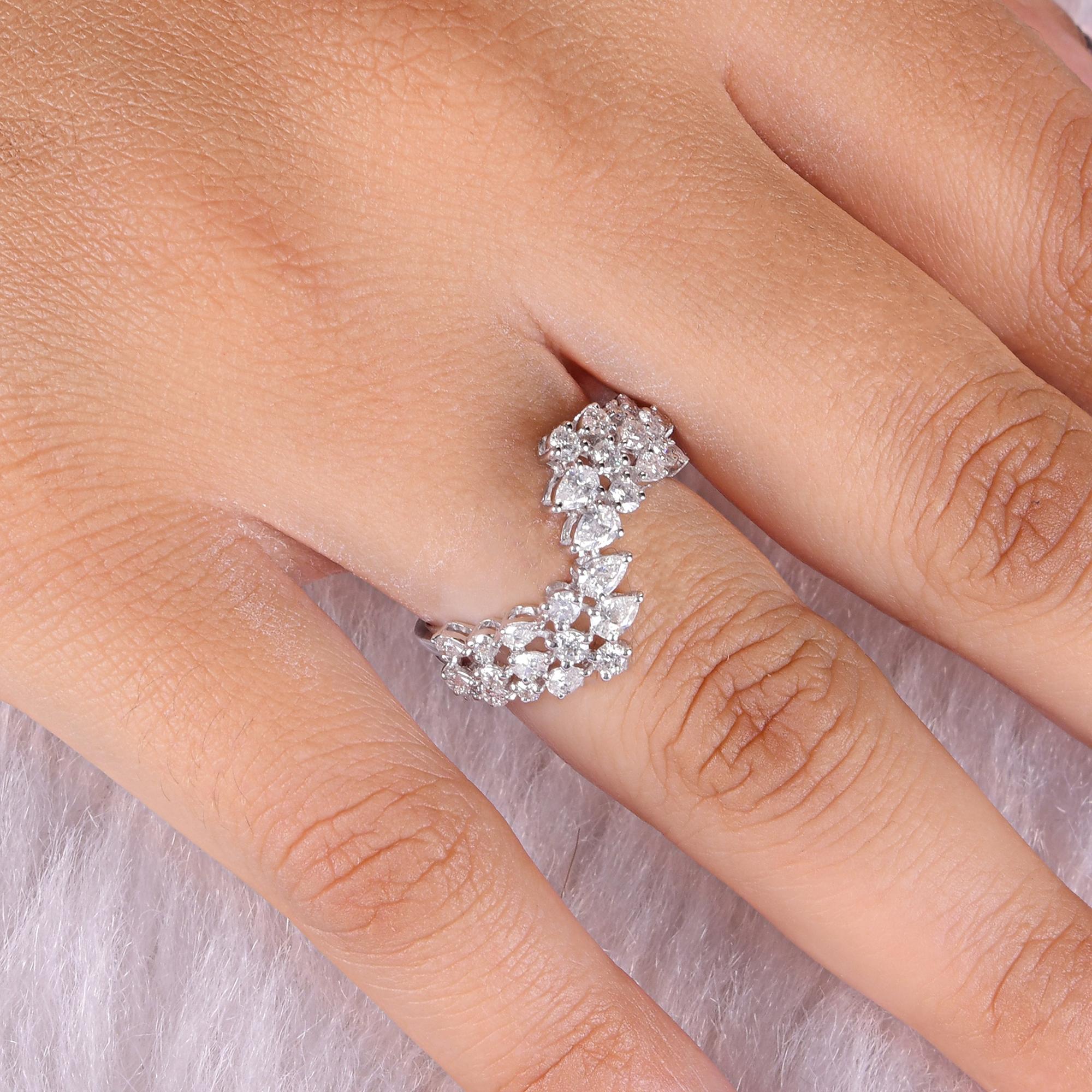 Modern 1.14 Carat SI/H Pear Round Brilliant Cut Diamond Wrap Ring 14 Karat White Gold For Sale