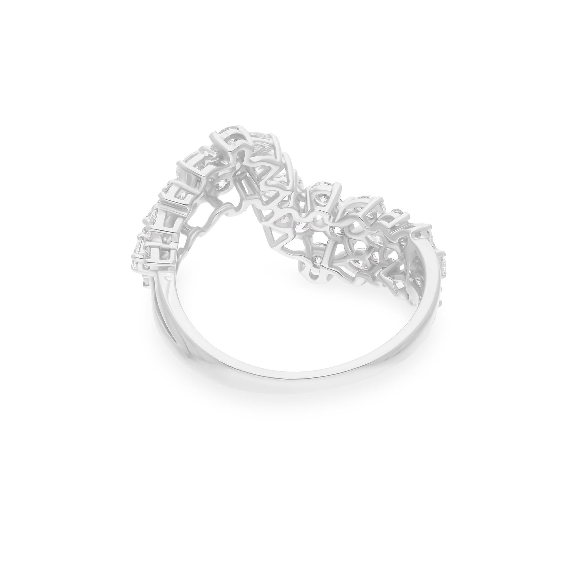 Pear Cut 1.14 Carat SI/H Pear Round Brilliant Cut Diamond Wrap Ring 14 Karat White Gold For Sale