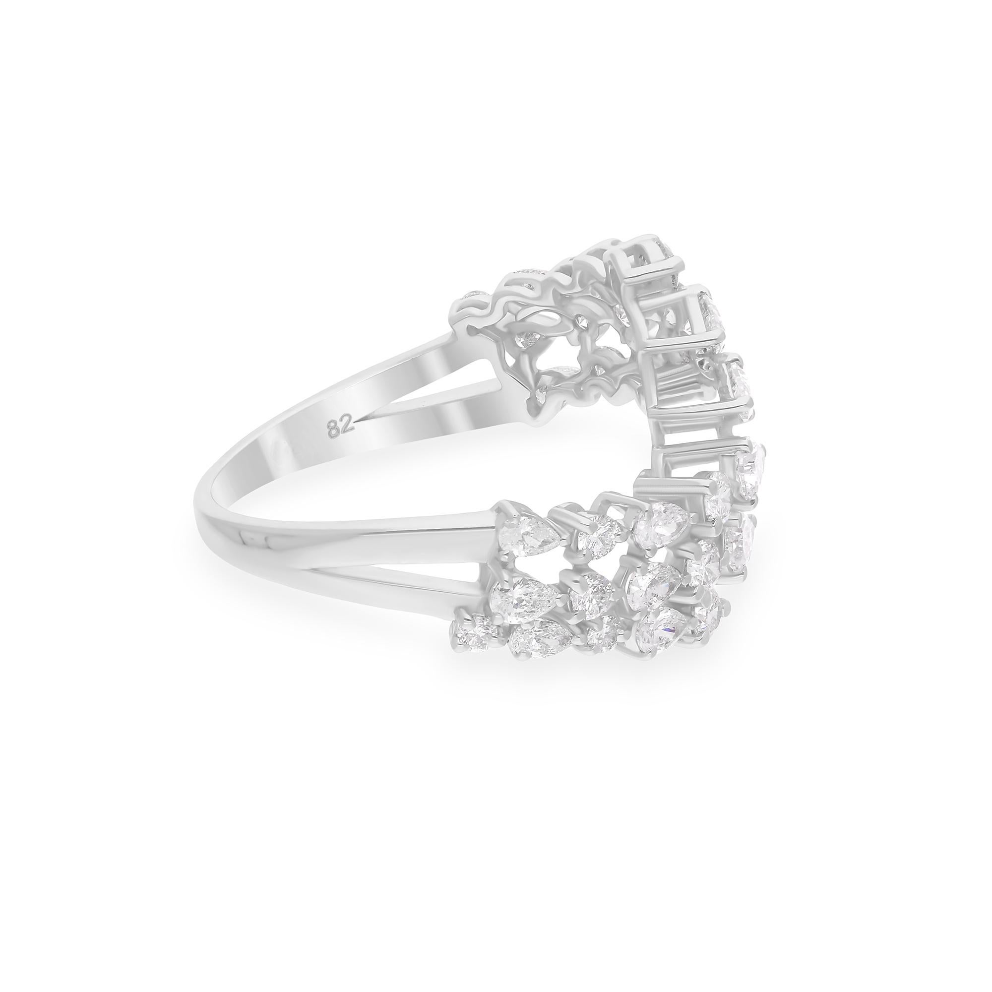 1.14 Carat SI/H Pear Round Brilliant Cut Diamond Wrap Ring 14 Karat White Gold In New Condition For Sale In Diera, Dubai