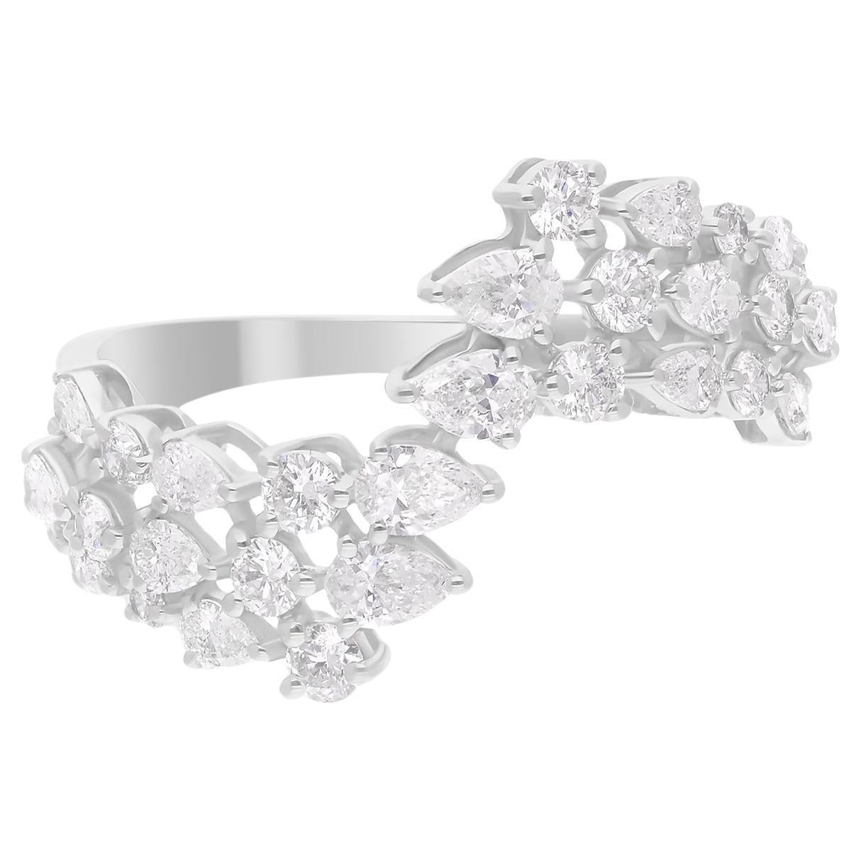 Anillo Envolvente de Diamantes Corte Brillante Redondo Pera SI/H 1,14 Quilates Oro Blanco 14 Kilates