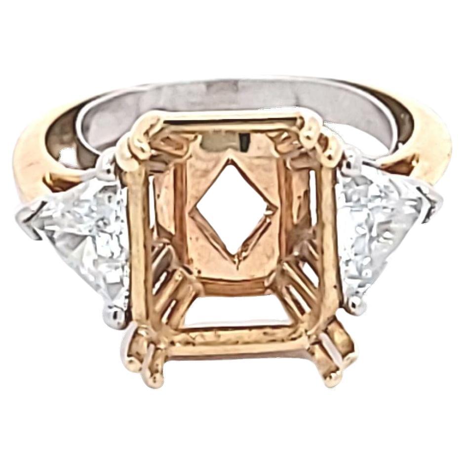 1,14 Quilates Diamante I SI1 Forma Triangular Anillo Semi Montado Oro Dos Tonos 14 Kilates