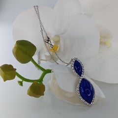 1.14 Carat Vs G Diamonds on 18 Carat White Gold and Lapislazuli Pendant