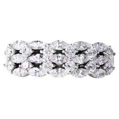 1,14 quilates Anillo de 3 filas de diamantes marquesa y redondos brillantes Oro blanco de 14 quilates