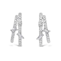 Roman Malakov 0.98 Karat Gesamt Mixed-Cut Diamant Huggie-Ohrringe aus Weißgold