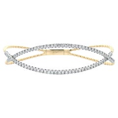 1.14 Carat Diamond Infinity Criss-Cross Gold Bead Bangle in 14k Solid Gold