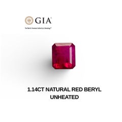 1.14 Ct GIA Certificate Natural Red beryl Red Emerald Gemstone