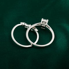 1.14 Ct Natural Radiant Cut Diamond Bridal Ring Set 18K White Gold