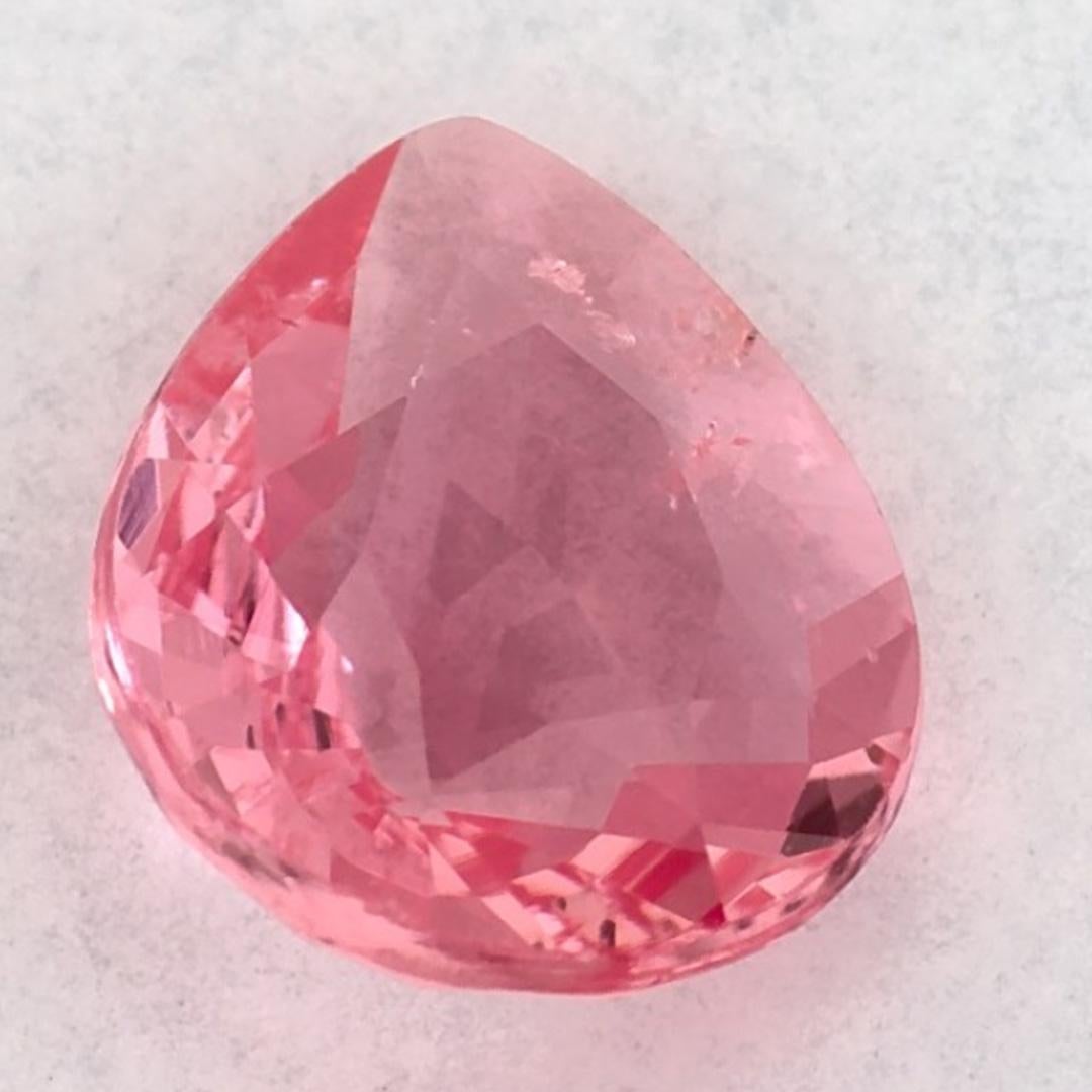 Women's 1.14 Ct Pink Sapphire Pear Loose Gemstone For Sale