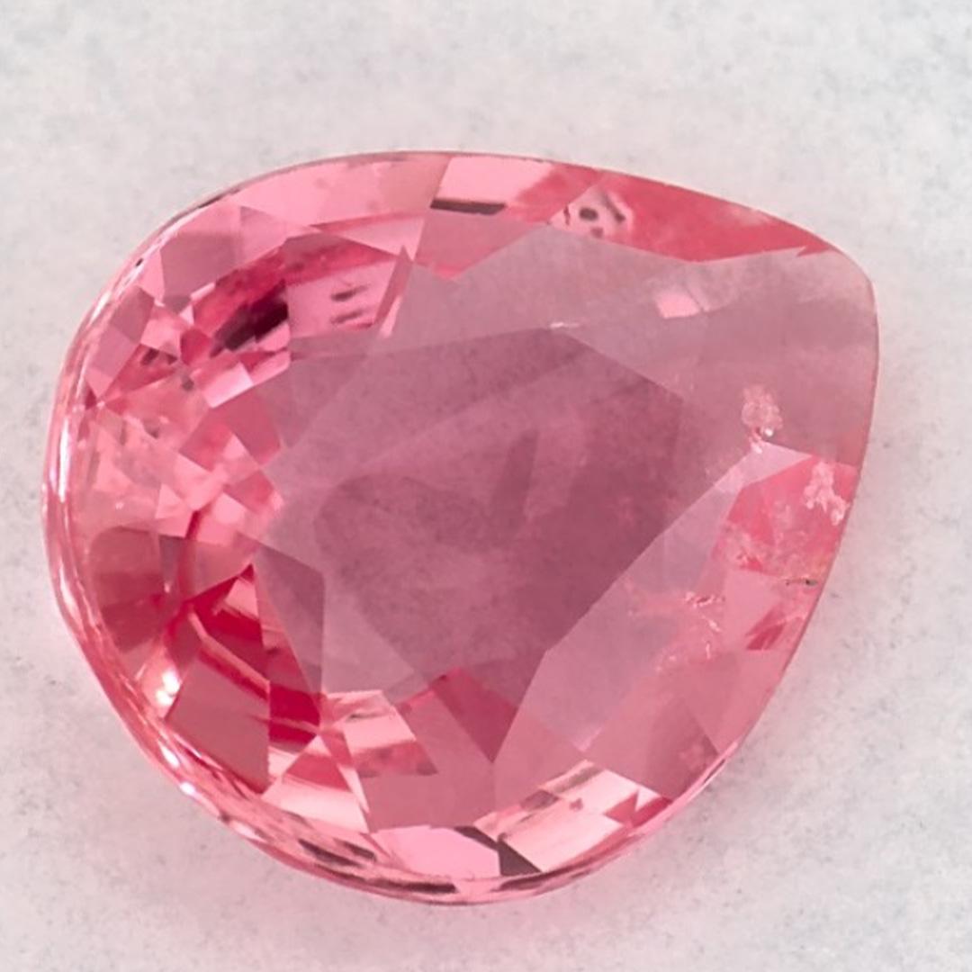 1.14 Ct Pink Sapphire Pear Loose Gemstone For Sale 3