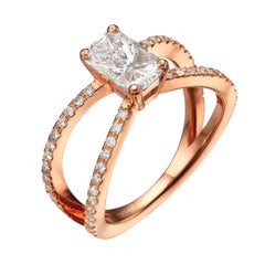 1,14 ct Radiant Cut natürlicher Diamant in 18k Rose Gold Verlobungsring